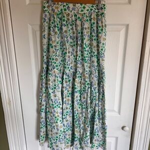 Soler Gathered tier maxi skirt floral Soler London retail $1,000 S UK tiered